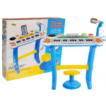 Klávesy s mikrofónom, stoličkou a USB - modré